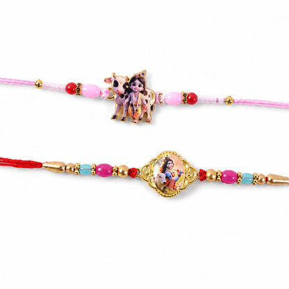 Stone Studded Designer Rakhi Combo for Raksha Bandhan Gift (2 Pc)
