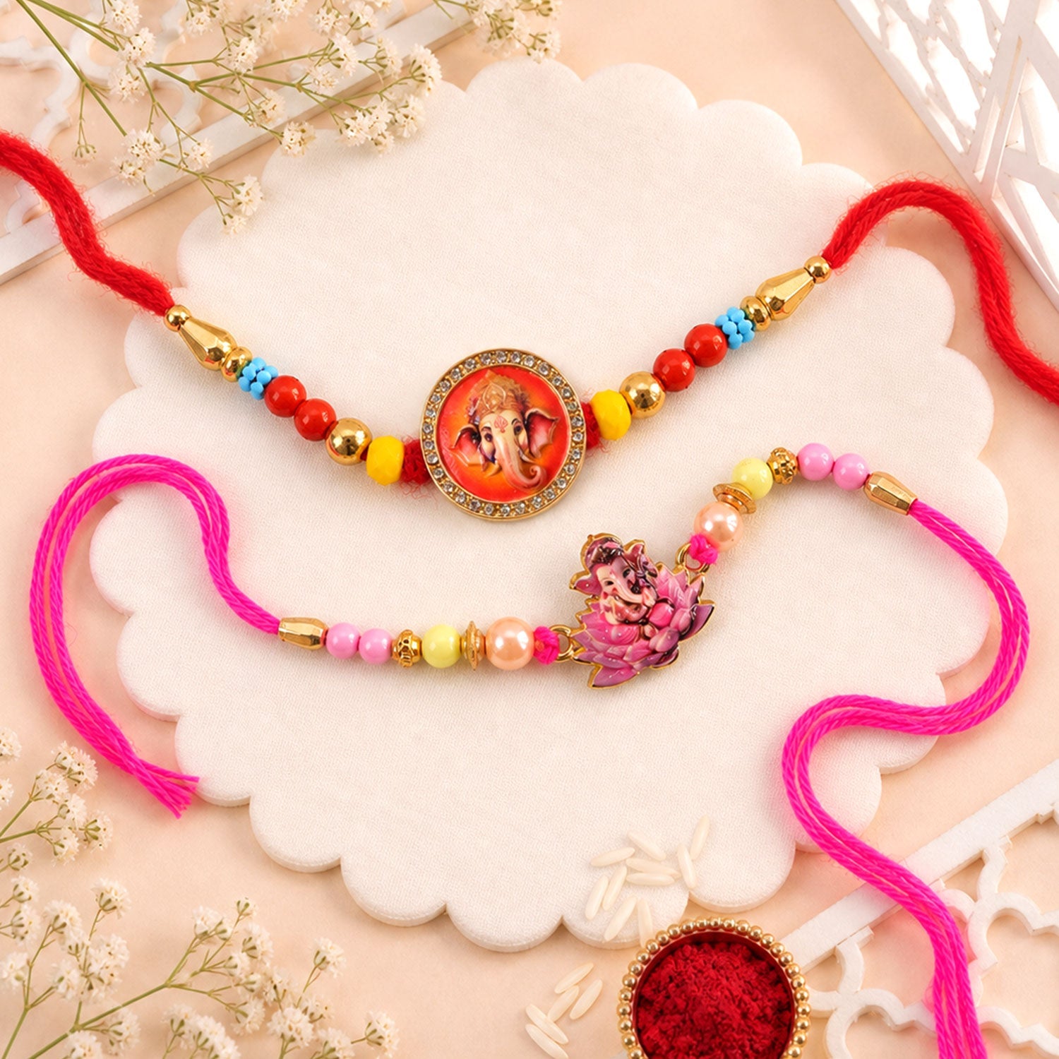 Traditional Beaded Designer Rakhi Combo for Raksha Bandhan (2 Pc)