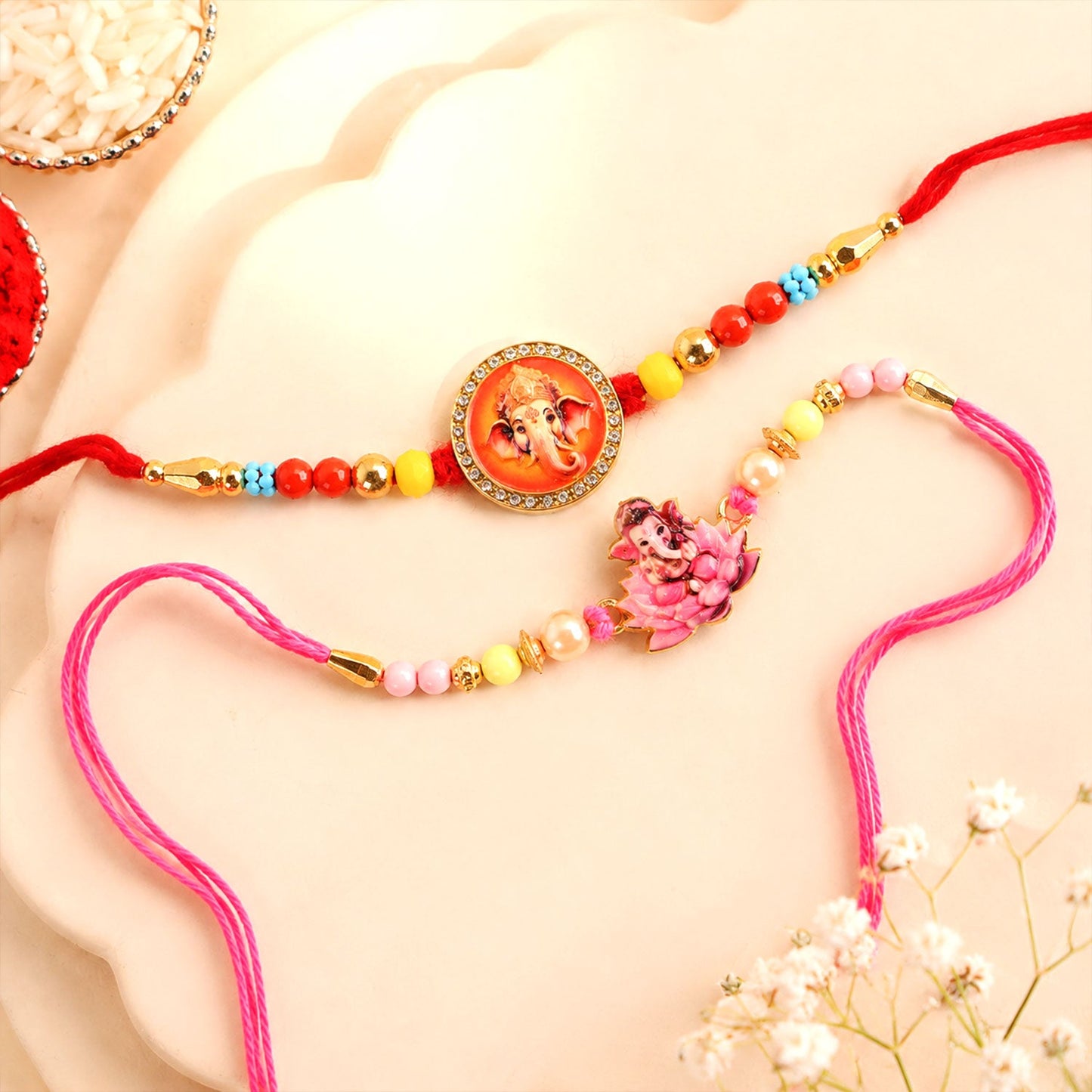 Traditional Beaded Designer Rakhi Combo for Raksha Bandhan (2 Pc)