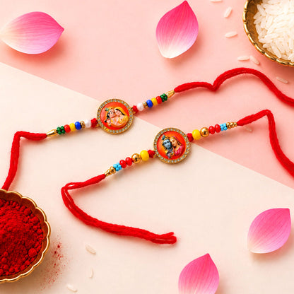 Round Motif Premium Rakhi Combo for Raksha Bandhan Gift (2 Pc)