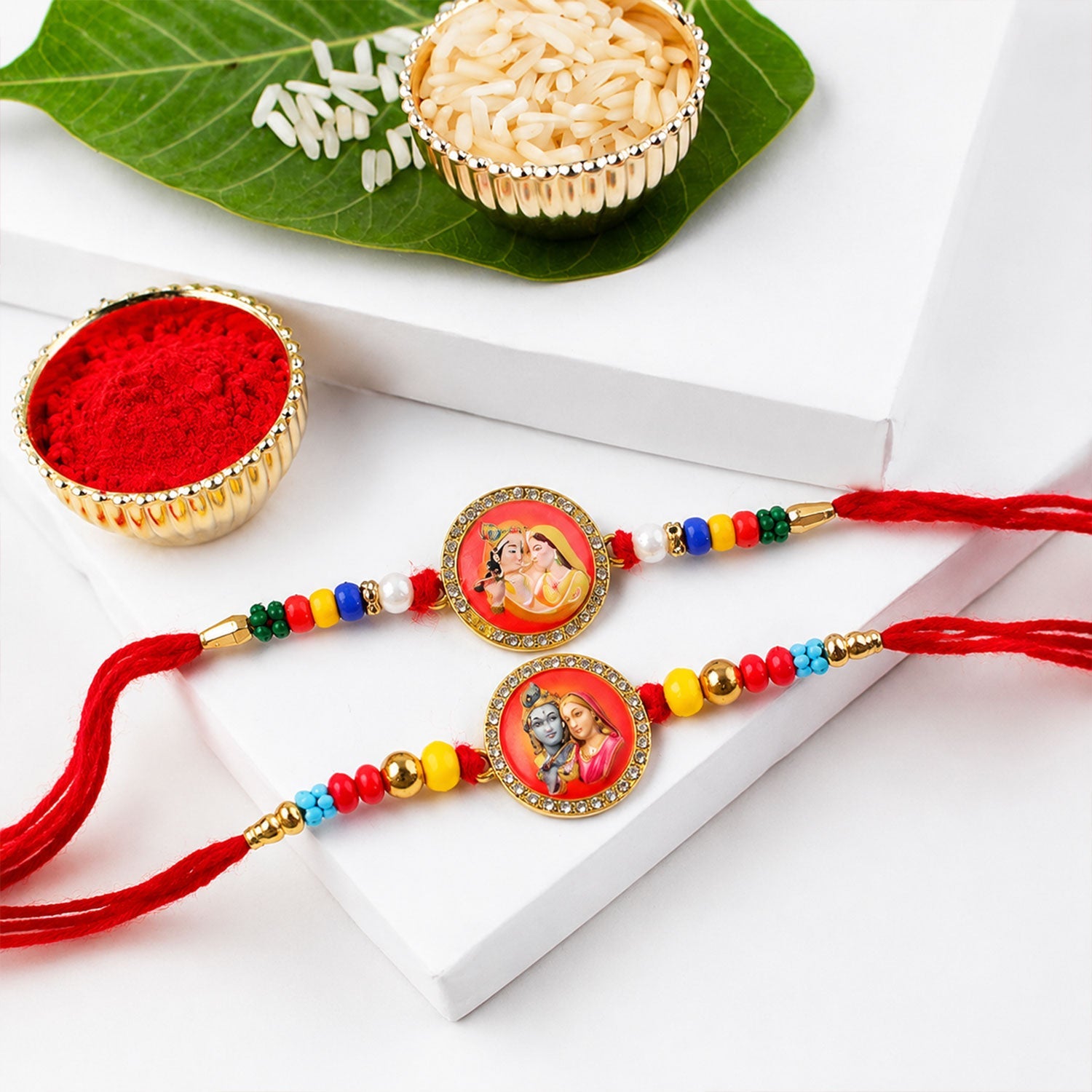 Round Motif Premium Rakhi Combo for Raksha Bandhan Gift (2 Pc)