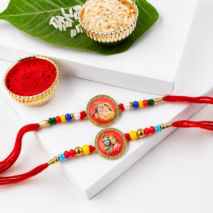 Round Motif Premium Rakhi Combo for Raksha Bandhan Gift (2 Pc)