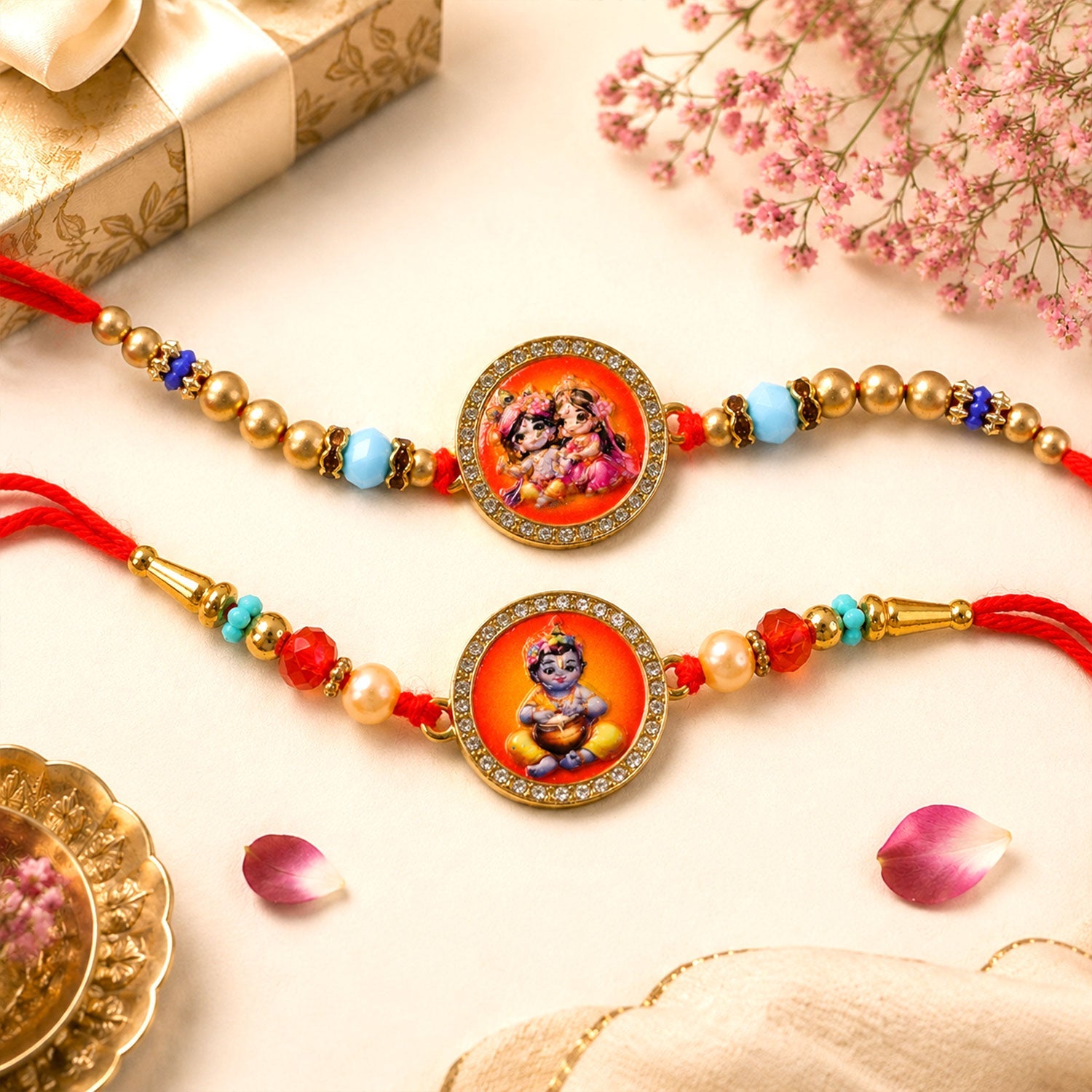 Festive Devotional Designer Rakhi Combo for Raksha Bandhan (2 Pc)
