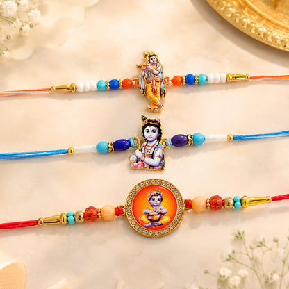 Mixed Charm Designer Rakhi Combo for Raksha Bandhan Gift (3 Pc)