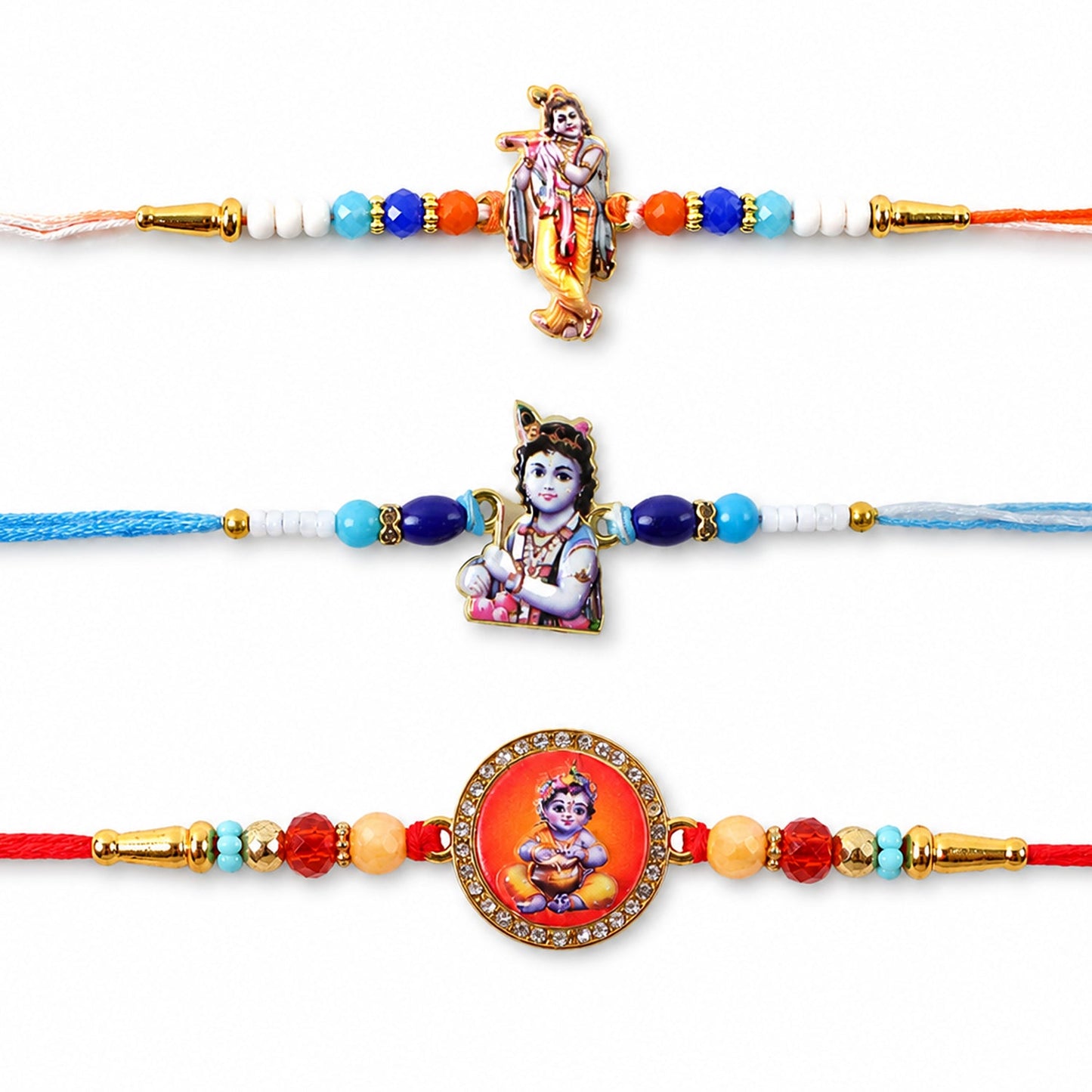 Mixed Charm Designer Rakhi Combo for Raksha Bandhan Gift (3 Pc)