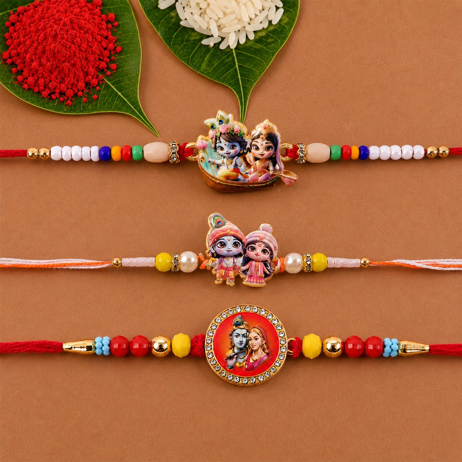 Premium Motif Designer Rakhi Combo for Raksha Bandhan Gift (3 Pc)