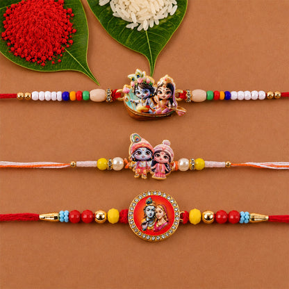 Premium Motif Designer Rakhi Combo for Raksha Bandhan Gift (3 Pc)