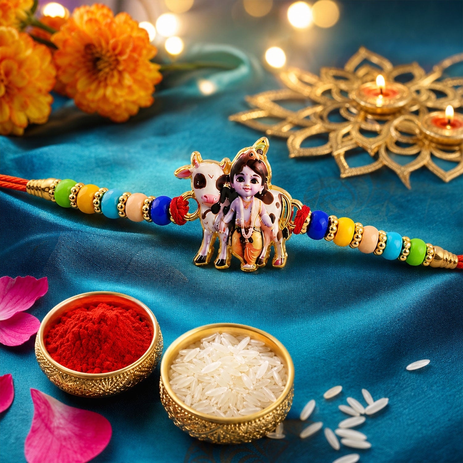 Designer Stone Premium Rakhi Combo for Raksha Bandhan Gift (3 Pc)