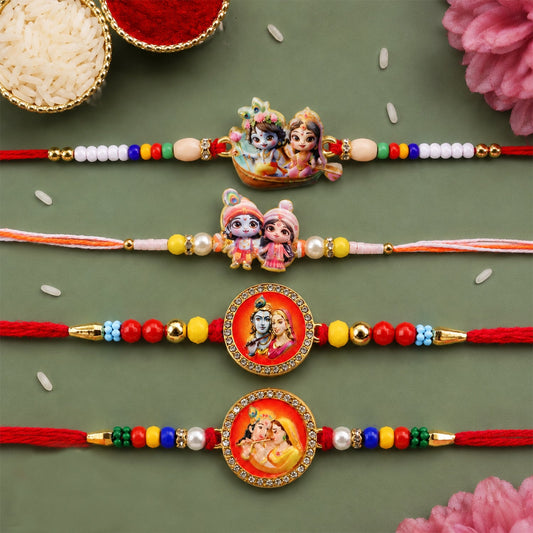 Devotional Designer Rakhi Combo Set for Raksha Bandhan (4 Pc)