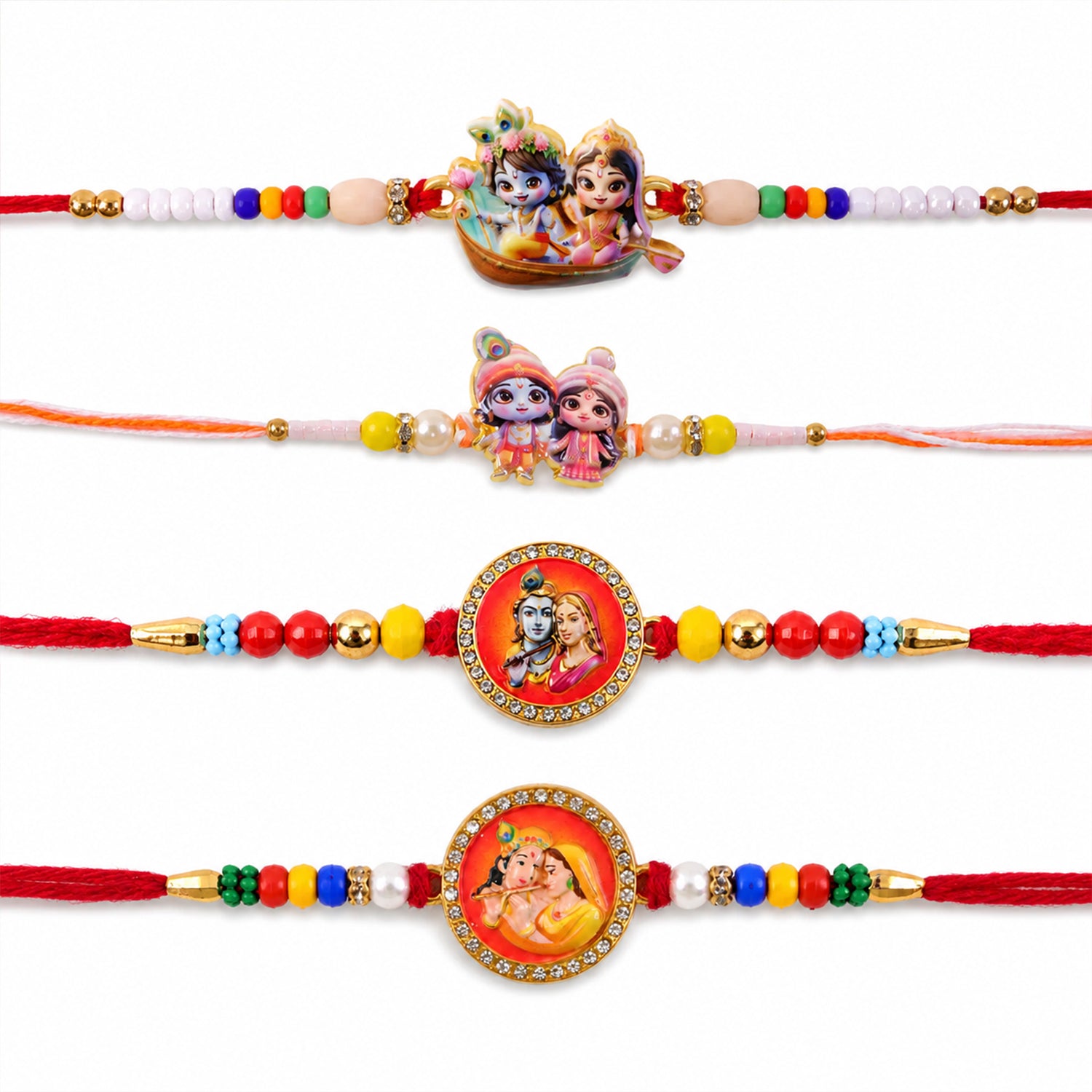 Devotional Designer Rakhi Combo Set for Raksha Bandhan (4 Pc)