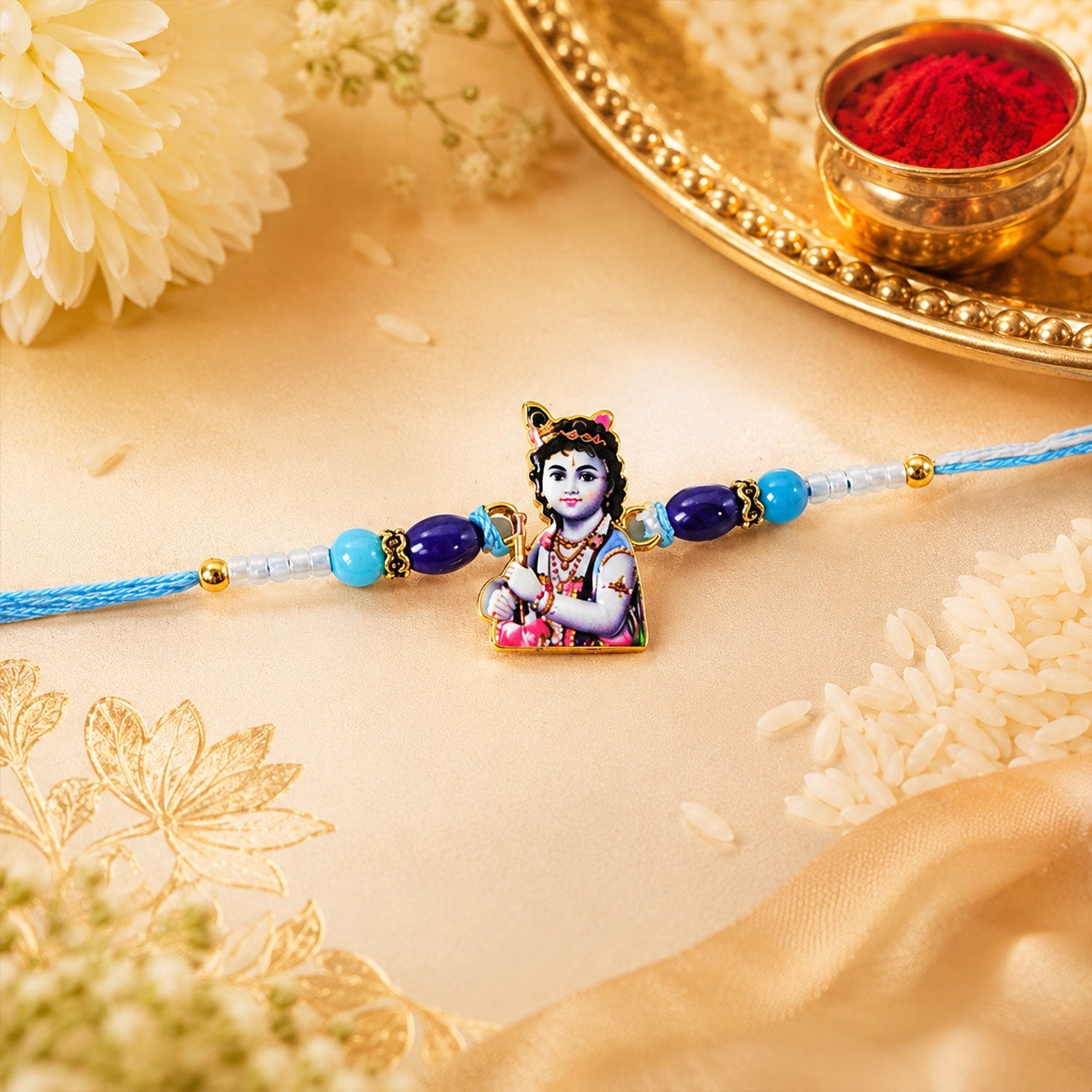Stone Charm Designer Rakhi Combo Set for Raksha Bandhan (4 Pc)