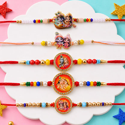 Premium Motif Designer Rakhi Combo for Raksha Bandhan Gift (5 Pc)