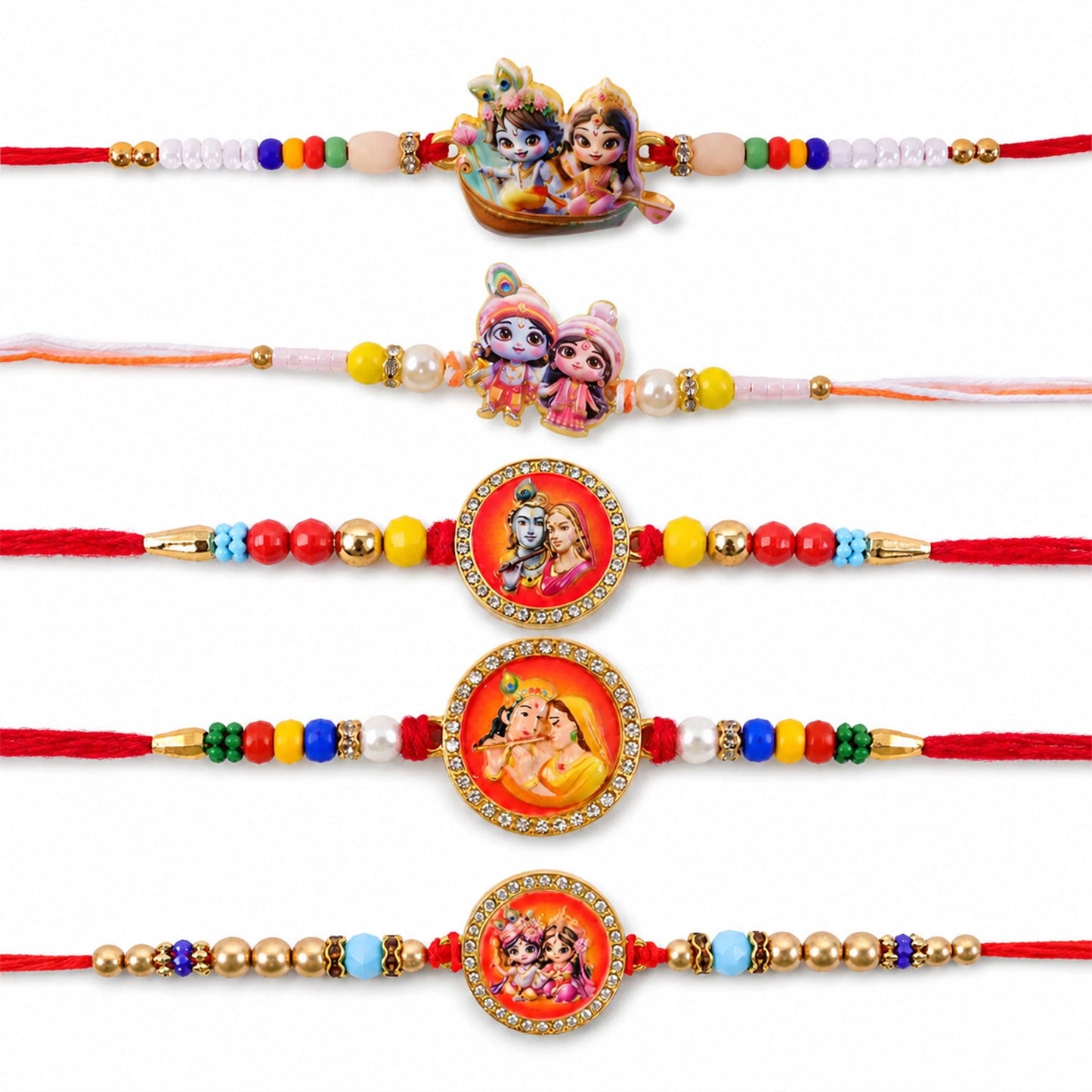 Premium Motif Designer Rakhi Combo for Raksha Bandhan Gift (5 Pc)