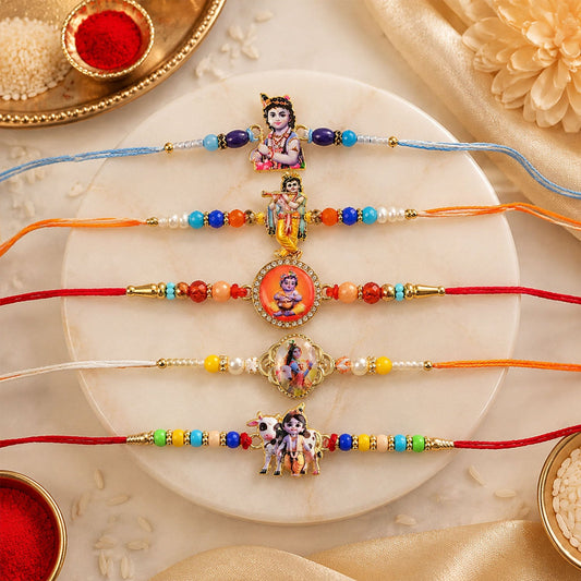 Designer Charm Premium Rakhi Combo for Raksha Bandhan Gift (5 Pc)