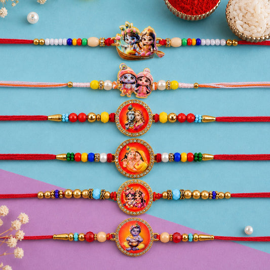 Devotional Designer Rakhi Combo Set for Raksha Bandhan Gift (6 Pc)