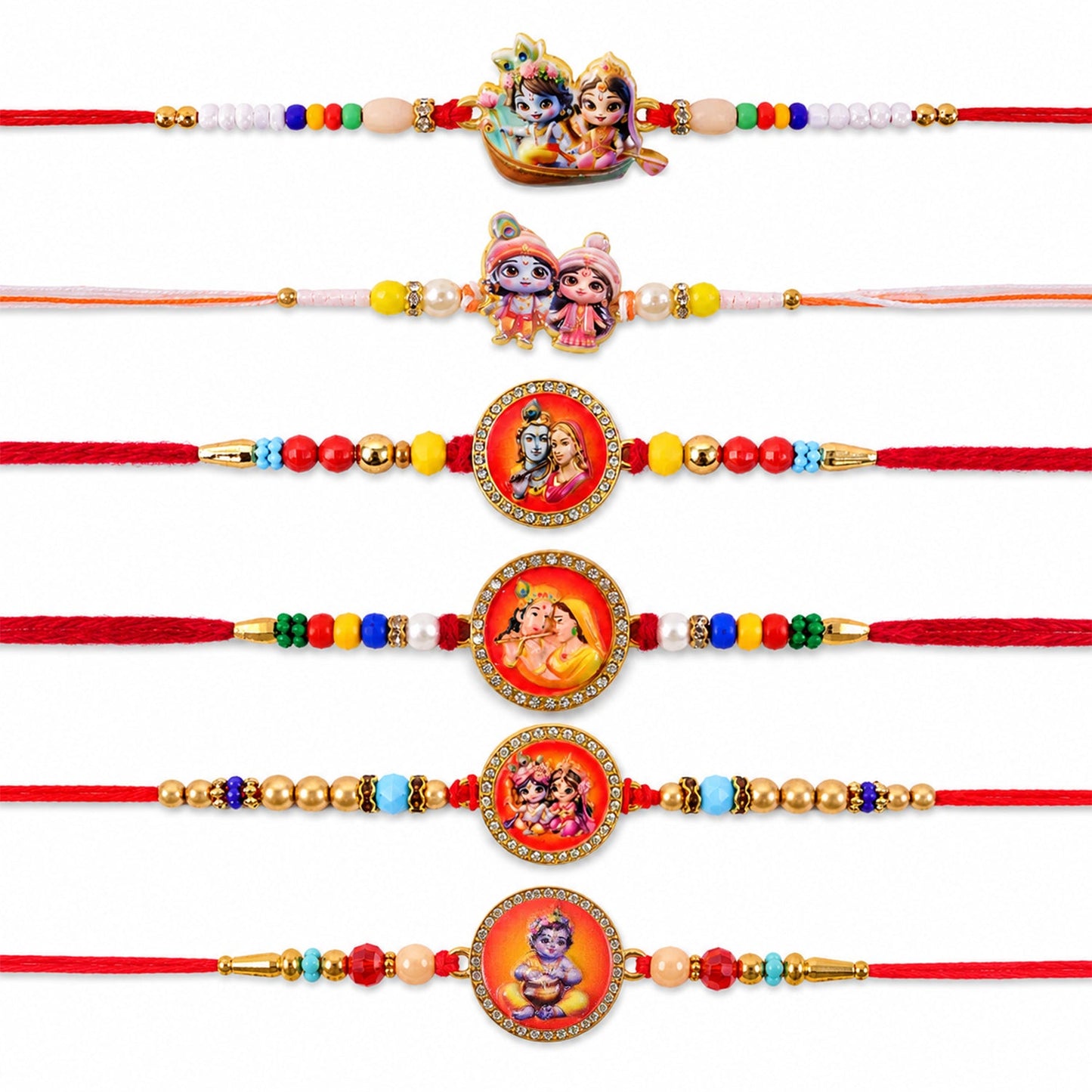 Devotional Designer Rakhi Combo Set for Raksha Bandhan Gift (6 Pc)