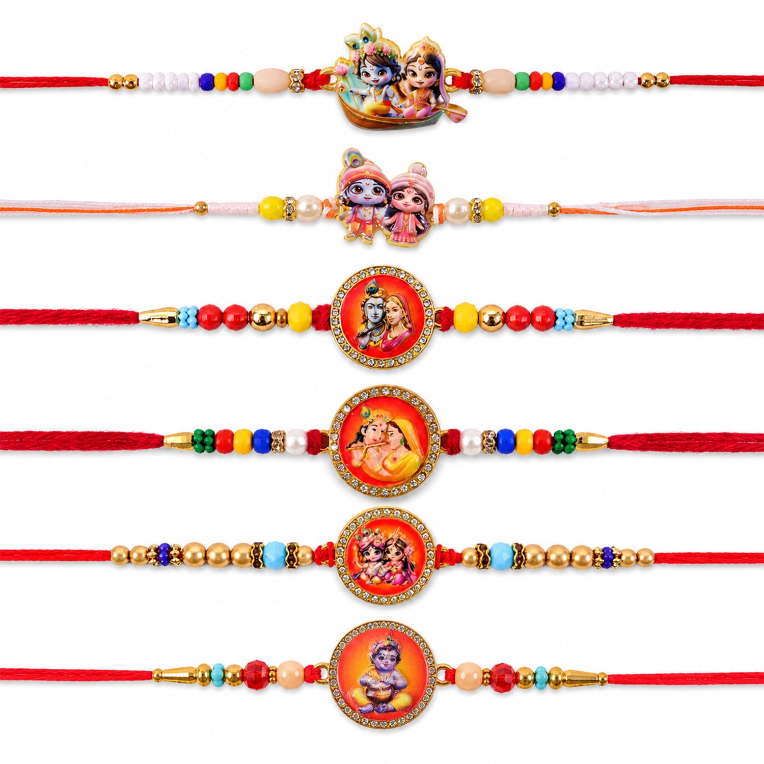Devotional Designer Rakhi Combo Set for Raksha Bandhan Gift (6 Pc)