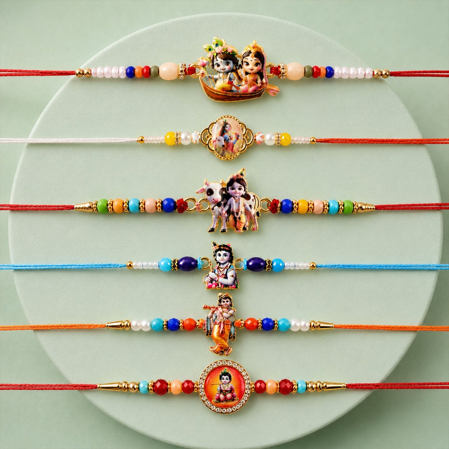 Premium Stone Designer Rakhi Combo Set for Raksha Bandhan (6 Pc)