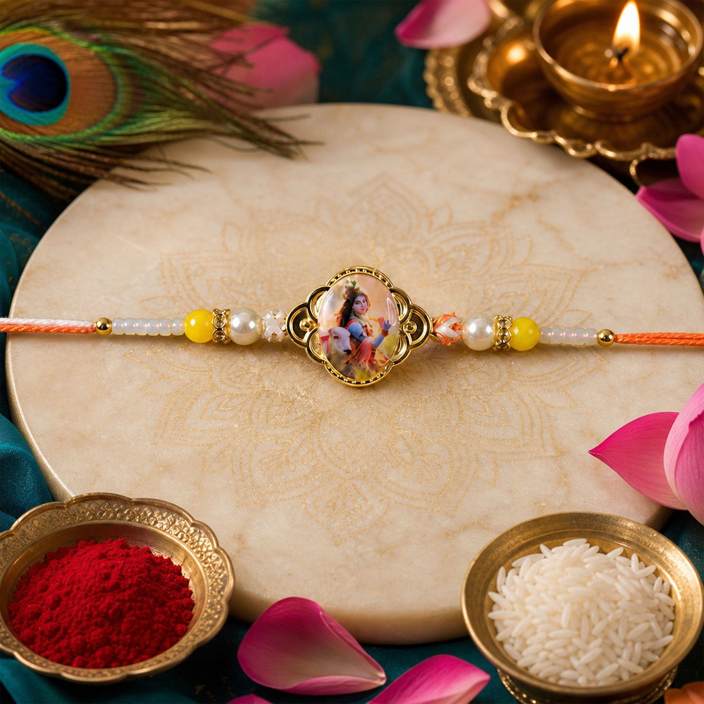Premium Stone Designer Rakhi Combo Set for Raksha Bandhan (6 Pc)