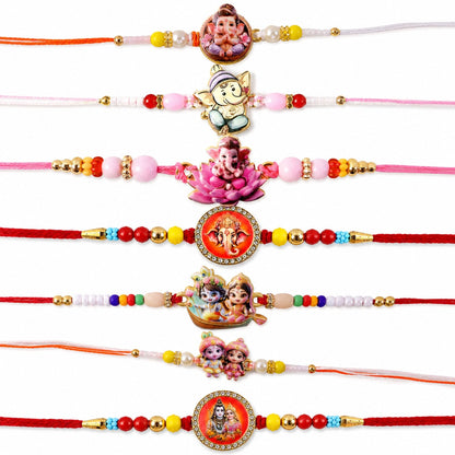 Mixed Charm Designer Rakhi Combo for Raksha Bandhan Gift (7 Pc)