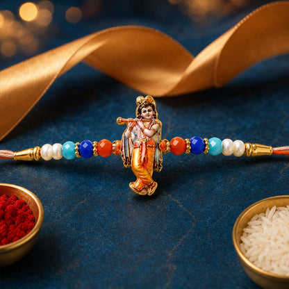 Devotional Designer Rakhi Combo Set for Raksha Bandhan (7 Pc)