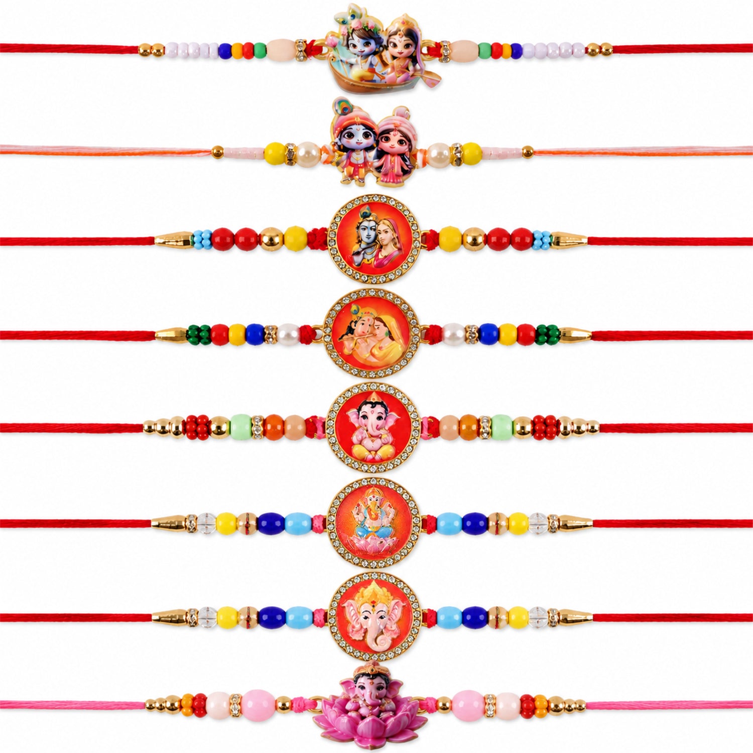 Premium Designer Rakhi Combo Set for Raksha Bandhan Gift (8 Pc)