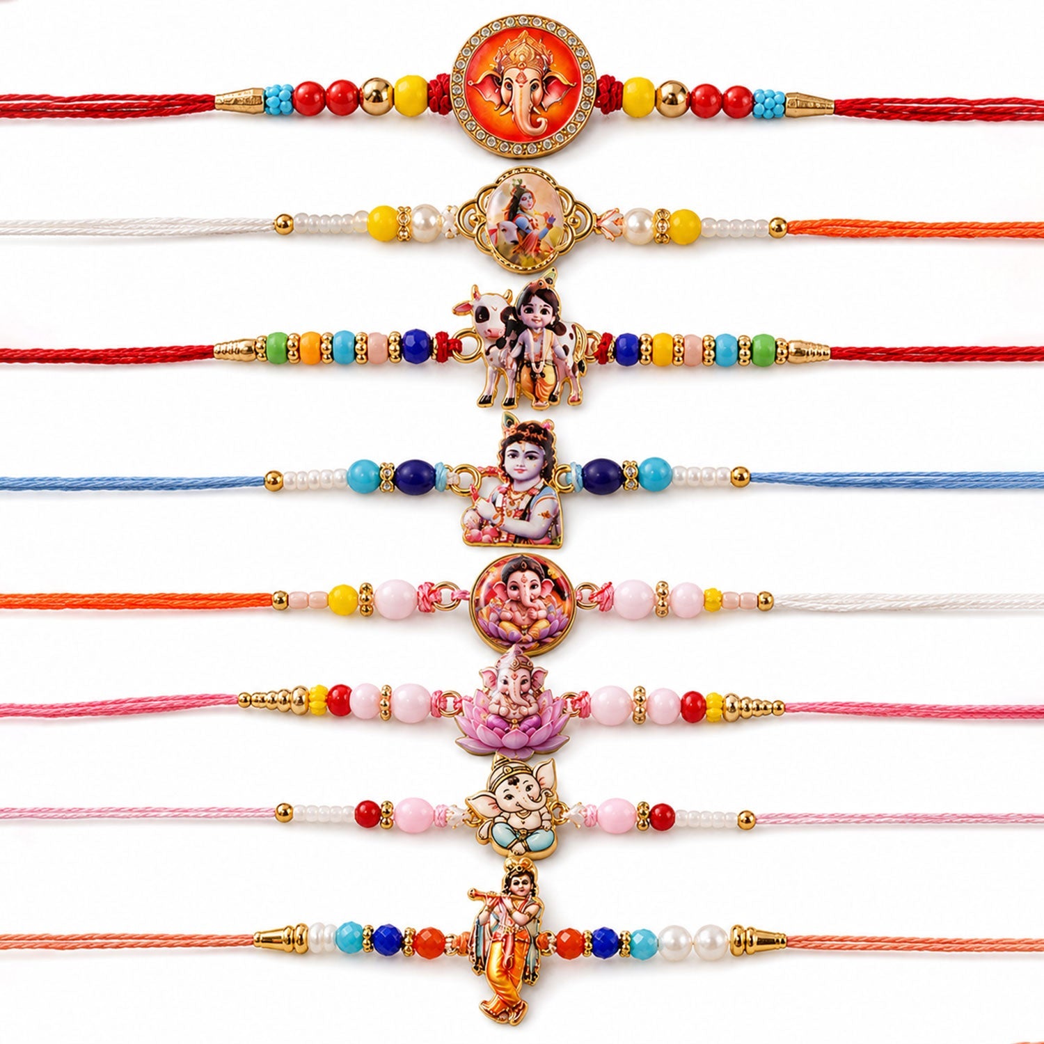 Designer Motif Rakhi Combo Set for Raksha Bandhan Gift (8 Pc)