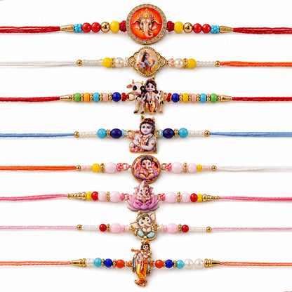 Designer Motif Rakhi Combo Set for Raksha Bandhan Gift (8 Pc)