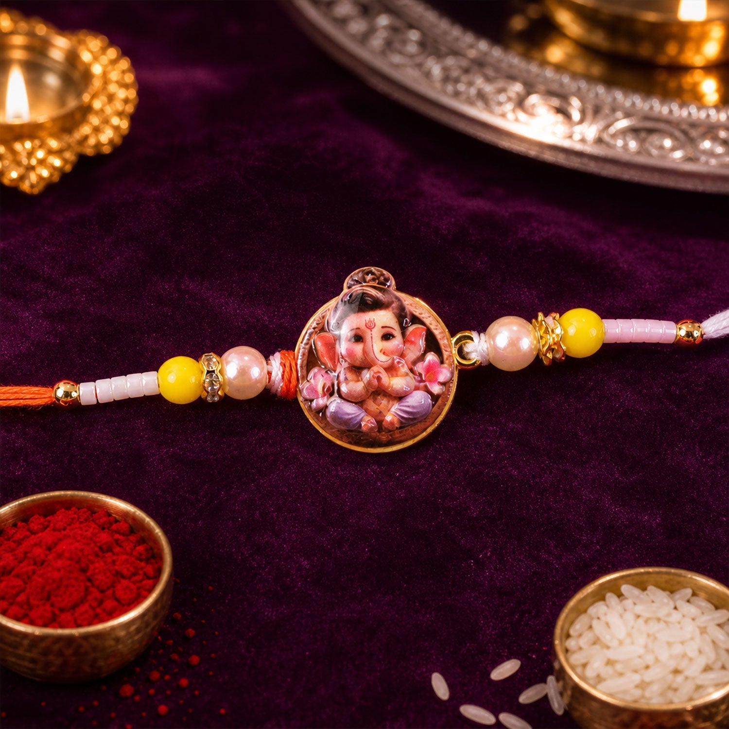 Designer Motif Rakhi Combo Set for Raksha Bandhan Gift (8 Pc)