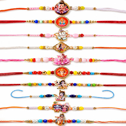 Premium Designer Rakhi Combo Gift Set for Raksha Bandhan (10 Pc)