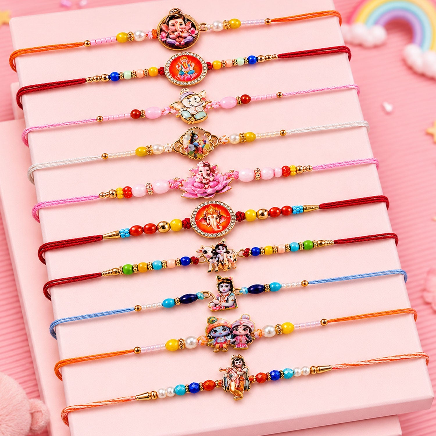 Premium Designer Rakhi Combo Gift Set for Raksha Bandhan (10 Pc)