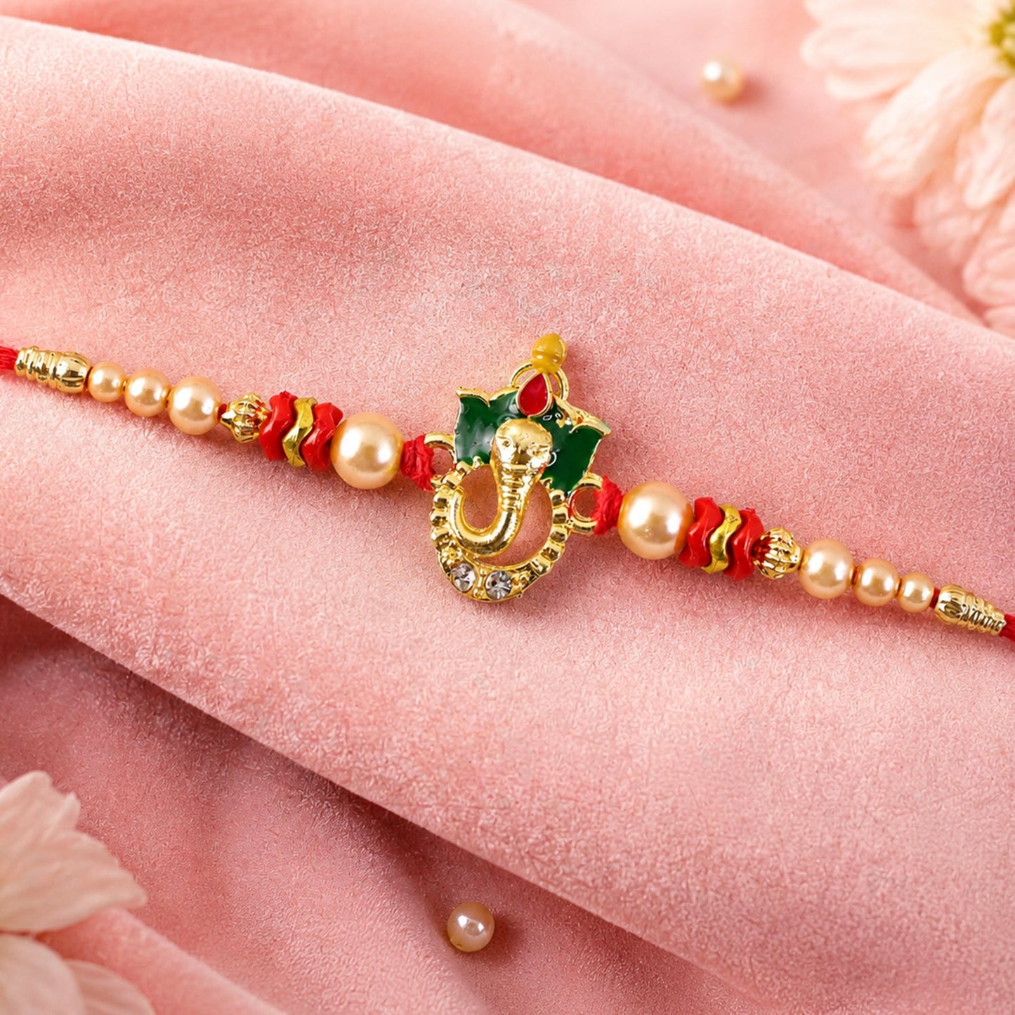 Ganesha Charm Stone Studded Designer Rakhi Raksha Bandhan Special