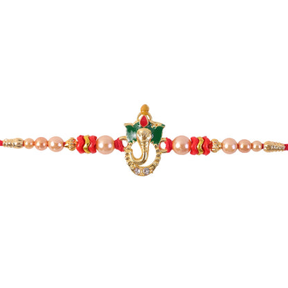 Ganesha Charm Stone Studded Designer Rakhi Raksha Bandhan Special
