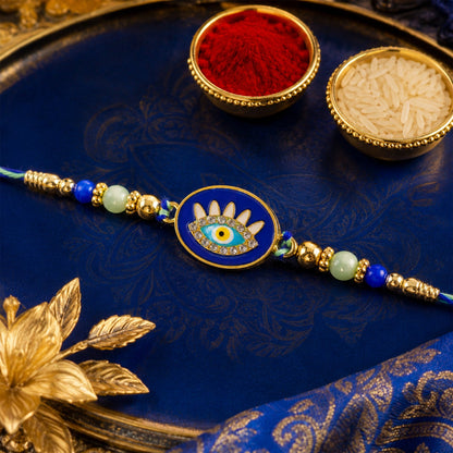 Evil Eye Round Motif Beaded Designer Rakhi Raksha Bandhan Collection