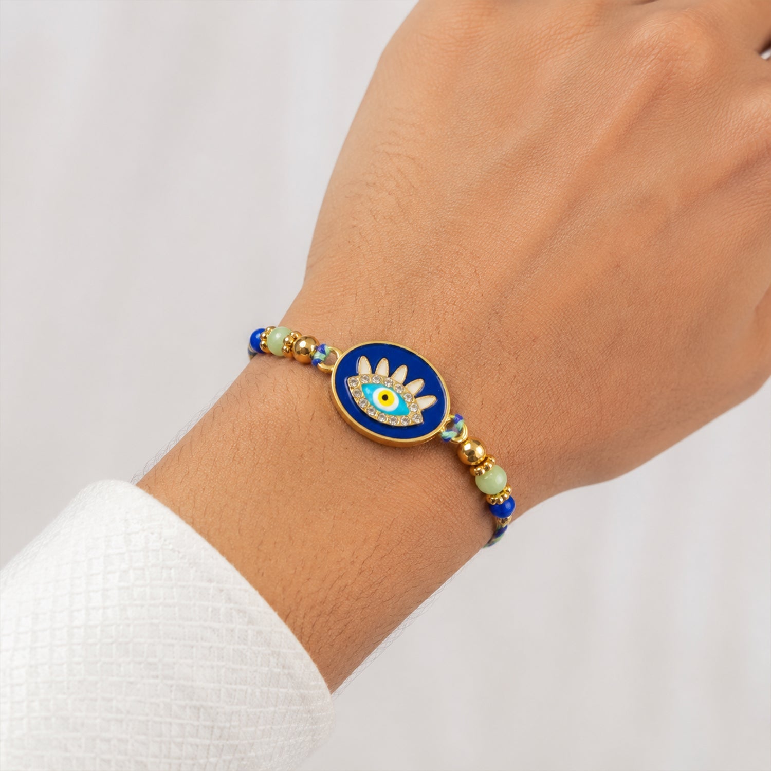 Evil Eye Round Motif Beaded Designer Rakhi Raksha Bandhan Collection