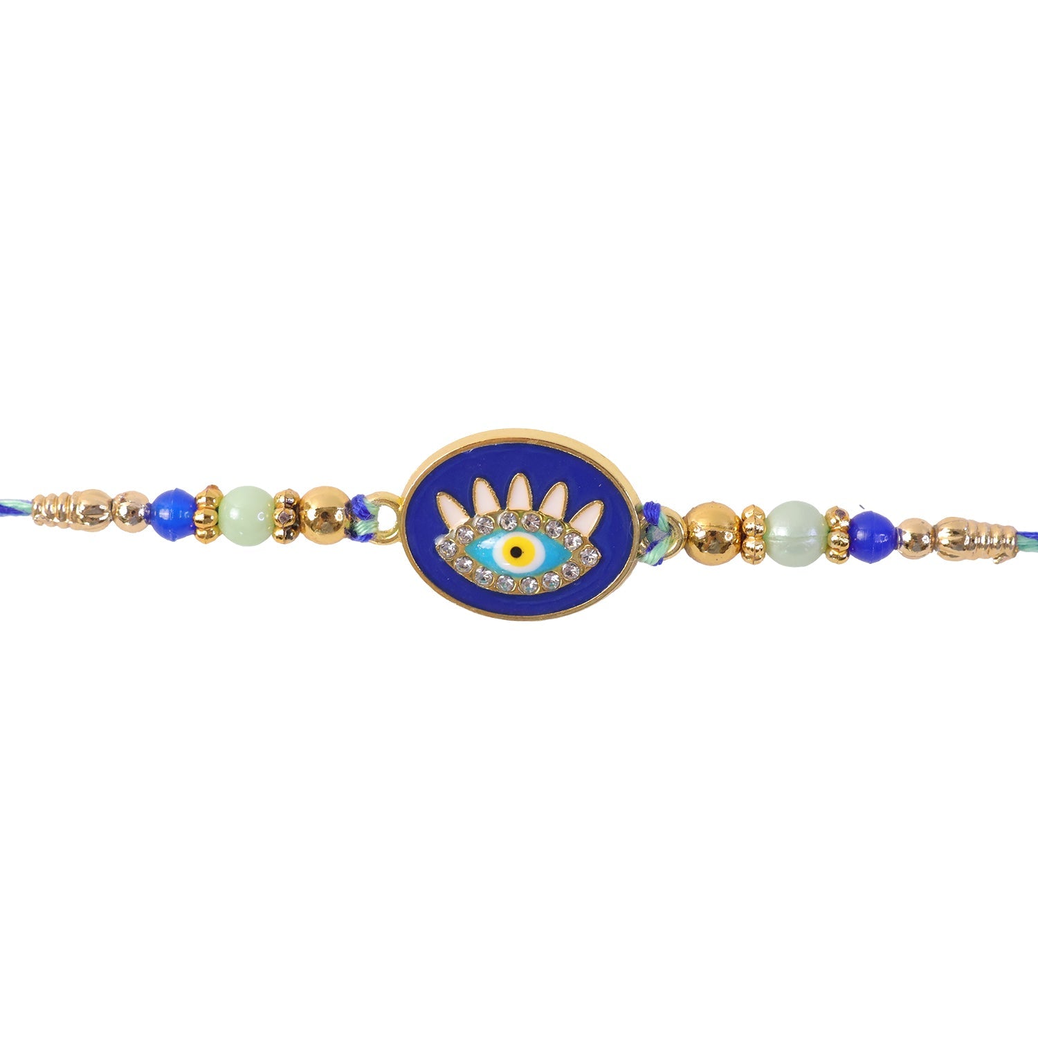 Evil Eye Round Motif Beaded Designer Rakhi Raksha Bandhan Collection