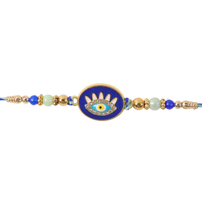 Evil Eye Round Motif Beaded Designer Rakhi Raksha Bandhan Collection