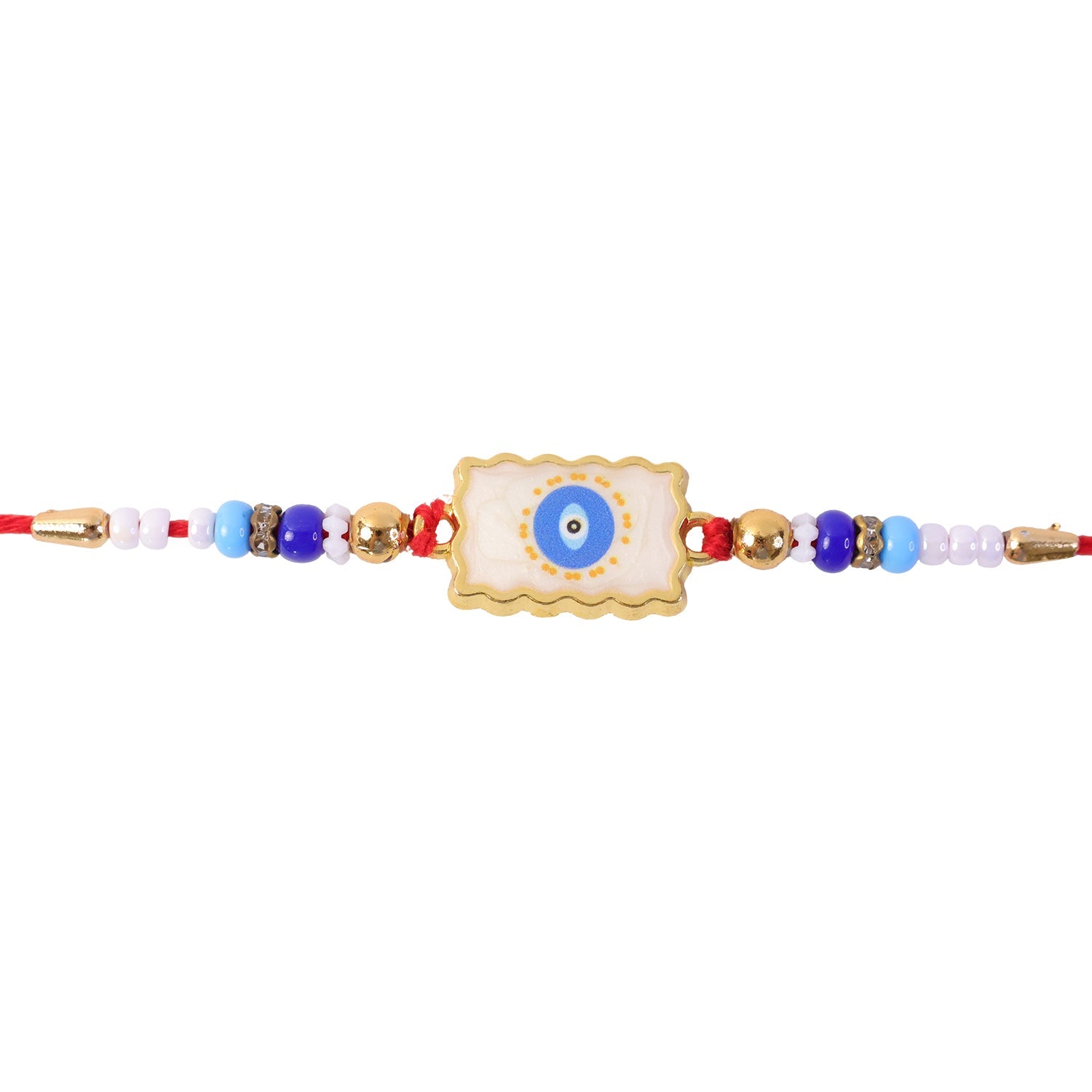 Evil Eye Square Charm Beaded Designer Rakhi Raksha Bandhan Style