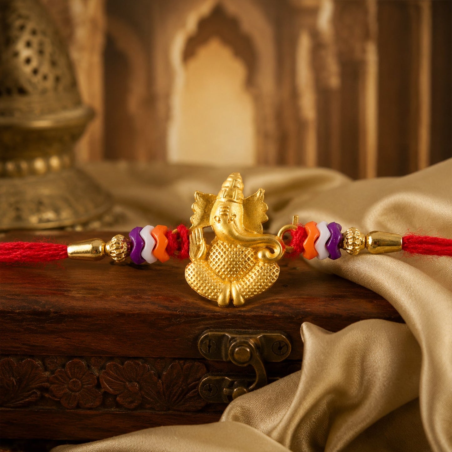 Ganesha Idol Charm Beaded Traditional Rakhi Raksha Bandhan Gift