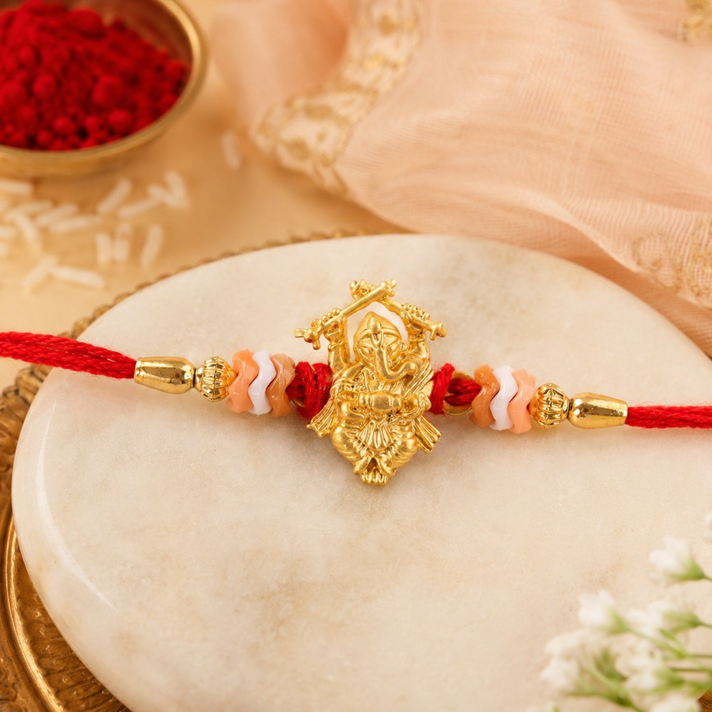 Lord Ganesha Stone Studded Traditional Rakhi Raksha Bandhan Gift