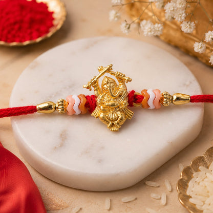 Lord Ganesha Stone Studded Traditional Rakhi Raksha Bandhan Gift