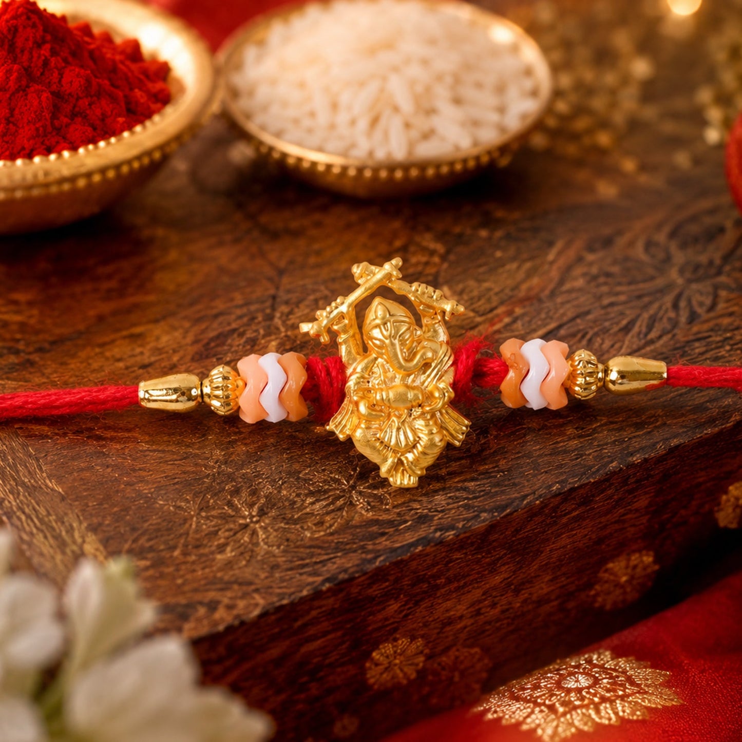 Lord Ganesha Stone Studded Traditional Rakhi Raksha Bandhan Gift