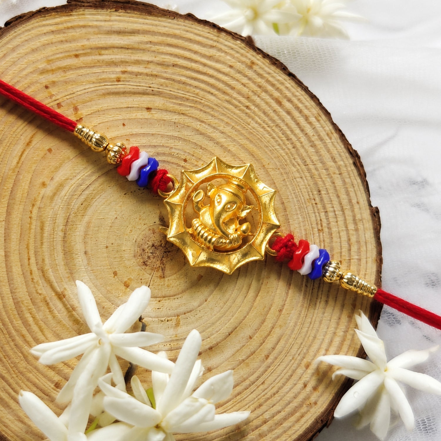 Ganesha Motif Stone Studded Traditional Rakhi Raksha Bandhan Gift