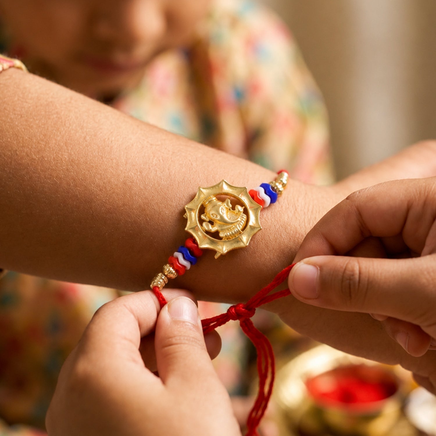 Ganesha Motif Stone Studded Traditional Rakhi Raksha Bandhan Gift