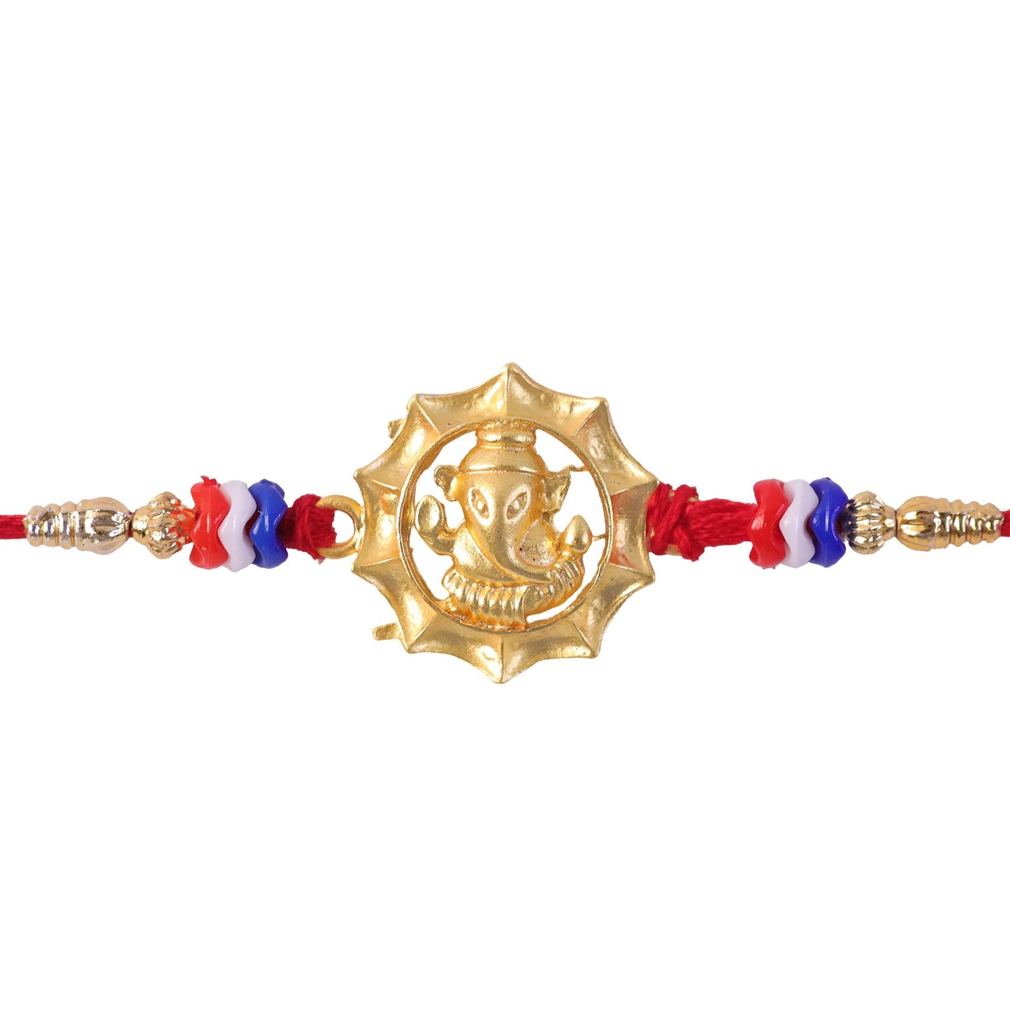 Ganesha Motif Stone Studded Traditional Rakhi Raksha Bandhan Gift
