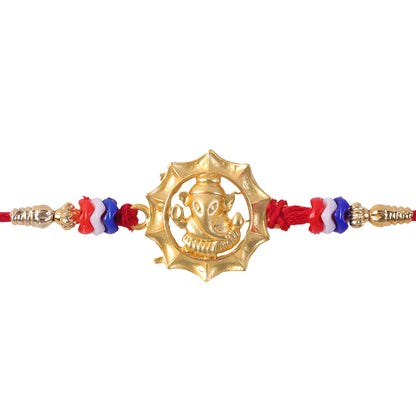 Ganesha Motif Stone Studded Traditional Rakhi Raksha Bandhan Gift