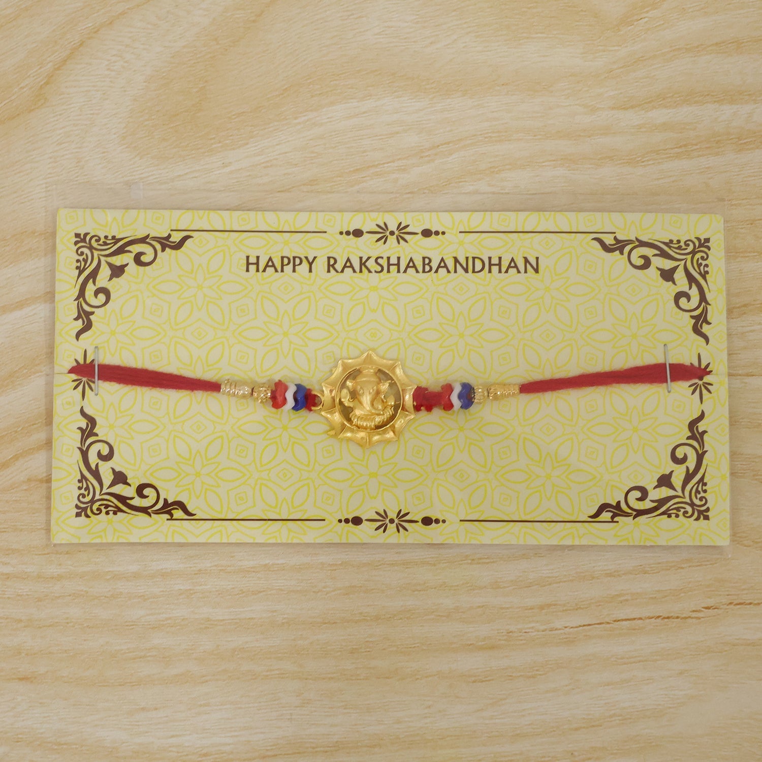 Ganesha Motif Stone Studded Traditional Rakhi Raksha Bandhan Gift