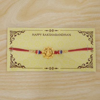Ganesha Motif Stone Studded Traditional Rakhi Raksha Bandhan Gift