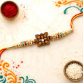 Square Floral Charm Beaded Rakhi Raksha Bandhan Designer Gift