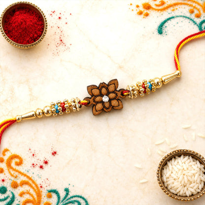 Square Floral Charm Beaded Rakhi Raksha Bandhan Designer Gift